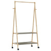 Garderobenständer mit Ablage und Rollen Teofilk 96x45,5x155,5cm (Bambus)