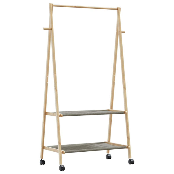 Garderobenständer mit Ablage und Rollen Teofilk 96x45,5x155,5cm (Bambus)