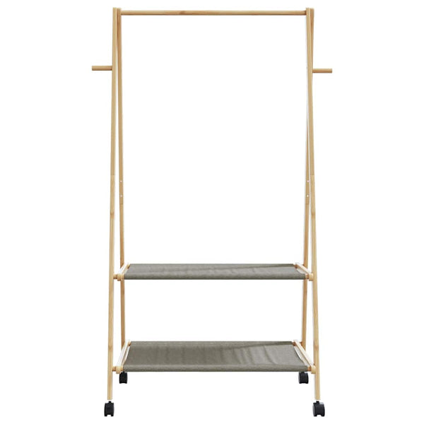 Garderobenständer mit Ablage und Rollen Teofilk 96x45,5x155,5cm (Bambus)