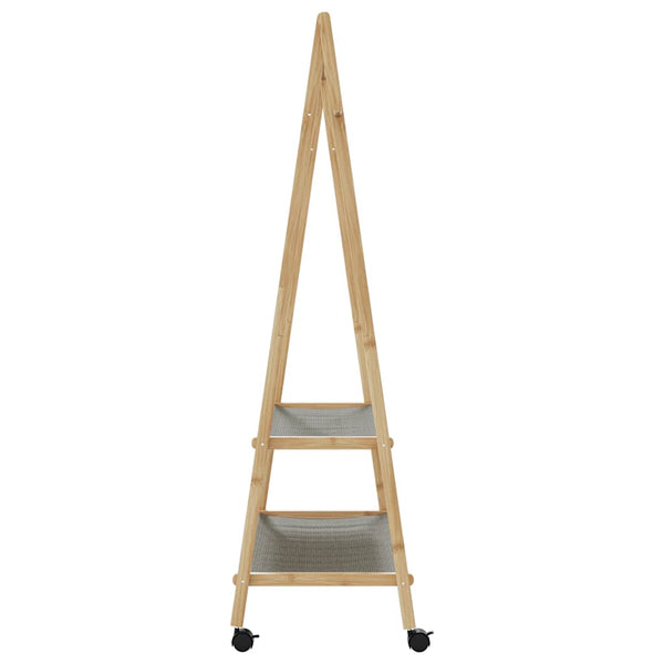 Garderobenständer mit Ablage und Rollen Teofilk 96x45,5x155,5cm (Bambus)