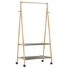 Garderobenständer mit Ablage und Rollen Teofilk 96x45,5x155,5cm (Bambus)