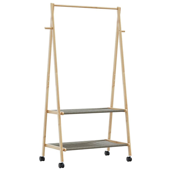 Garderobenständer mit Ablage und Rollen Teofilk 96x45,5x155,5cm (Bambus)
