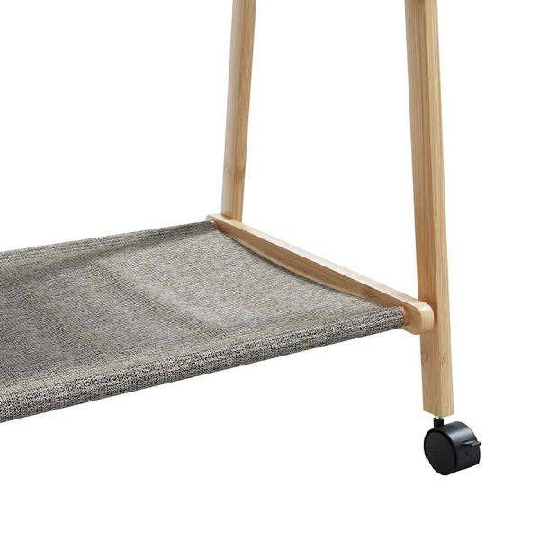 Garderobenständer mit Ablage und Rollen Teofilk 96x45,5x155,5cm (Bambus)