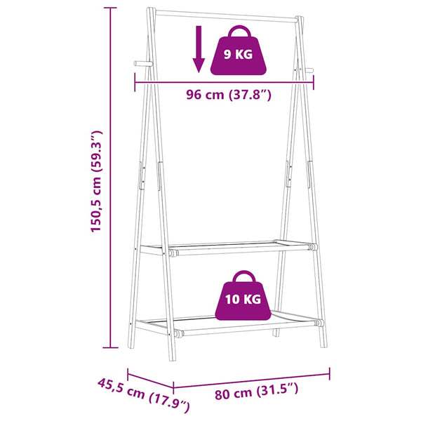 Kleiderständer mit Regalen Teofilk 96x45,5x150,5cm (Bambus)