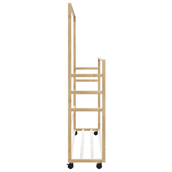 Kleiderständer mit Regalen und Rollen Ovila 90x35x155cm (Bambus)