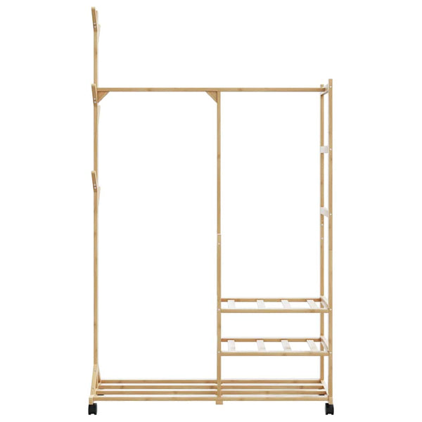 Kleiderständer mit Ablagen und Rollen Petrache 100x38x175,5cm (Bambus)