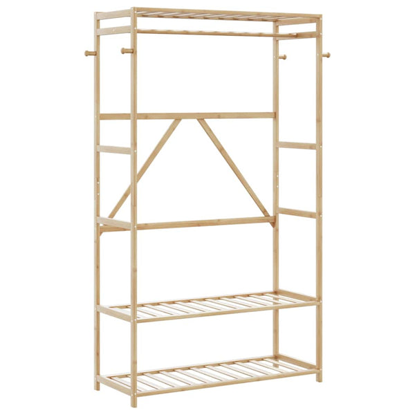 Vaateteline hyllyillä Marisena 110x40x175cm (bambu)