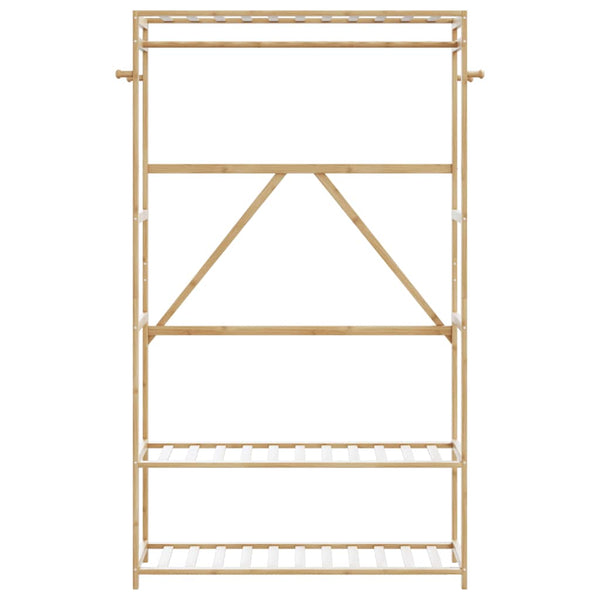 Vaateteline hyllyillä Marisena 110x40x175cm (bambu)