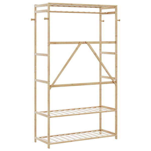 Vaateteline hyllyillä Marisena 110x40x175cm (bambu)