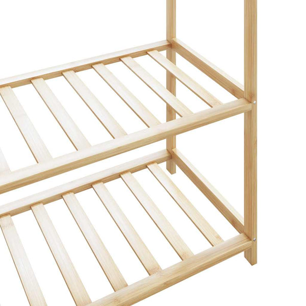 Vaateteline hyllyillä Marisena 110x40x175cm (bambu)