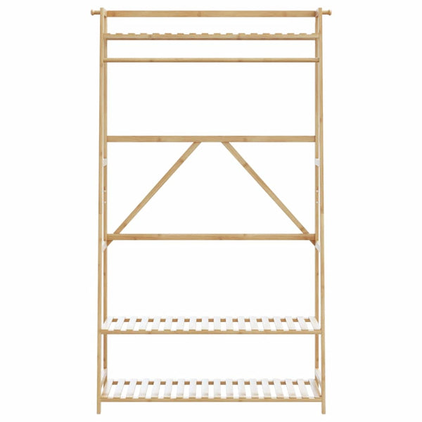 Vaateteline hyllyillä Maricica 110x40x180cm (bambu)