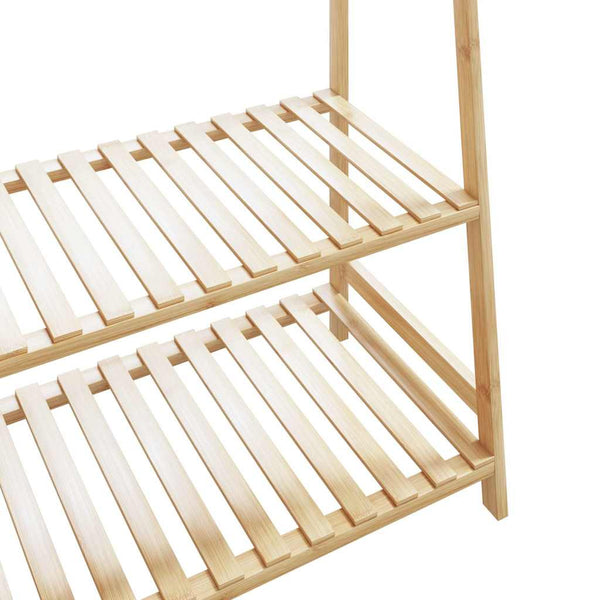 Vaateteline hyllyillä Maricica 110x40x180cm (bambu)