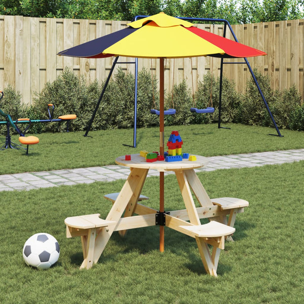 Vollständiger Kindertisch Debroah für 4 Kinder (mit Sonnenschirmloch)