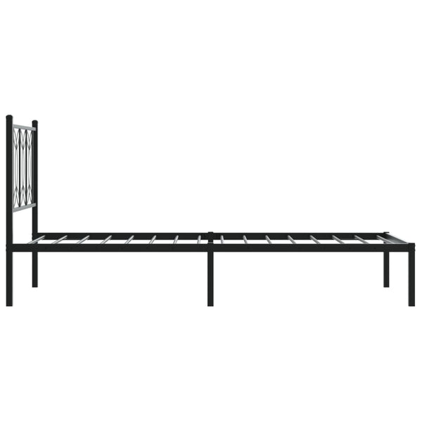 Schwarzes Metallbettgestell mit Kopfteil Sumitru 90x200cm