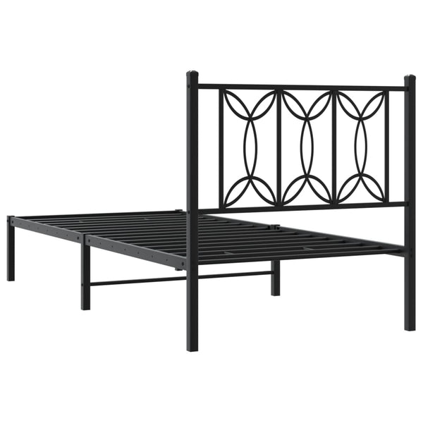 Schwarzes Metallbettgestell mit Kopfteil Sumitru 90x200cm