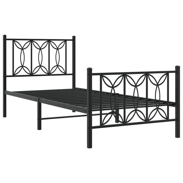 Schwarzes Metallbettgestell mit Kopfteil Sumitru 75x190cm