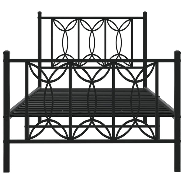 Schwarzes Metallbettgestell mit Kopfteil Sumitru 75x190cm