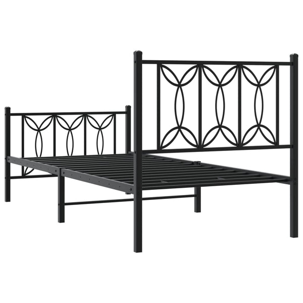 Schwarzes Metallbettgestell mit Kopfteil Sumitru 75x190cm