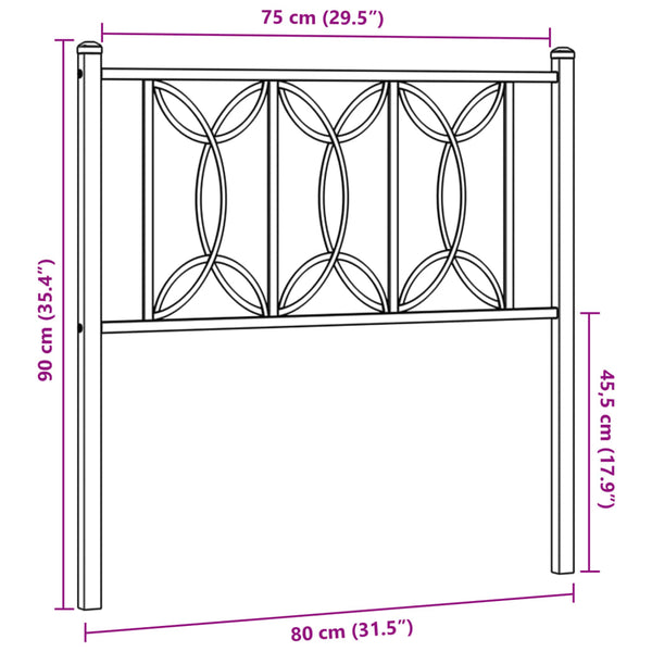 Valkoinen metallinen sängynpääty Chiamiran 75cm