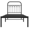 Schwarzes Metallbettgestell mit Kopfteil Sena 75x190cm