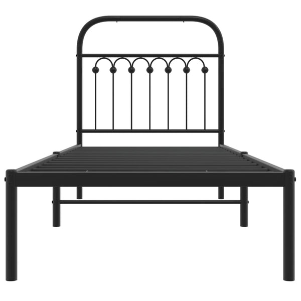 Schwarzes Metallbettgestell mit Kopfteil Sena 75x190cm