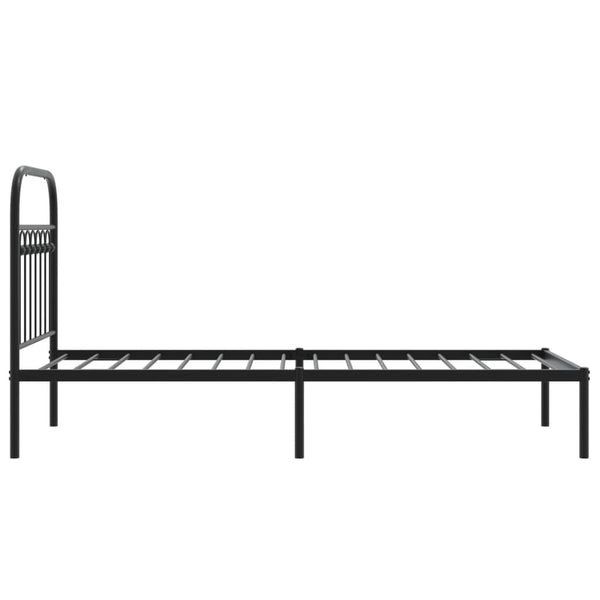 Schwarzes Metallbettgestell mit Kopfteil Sena 75x190cm