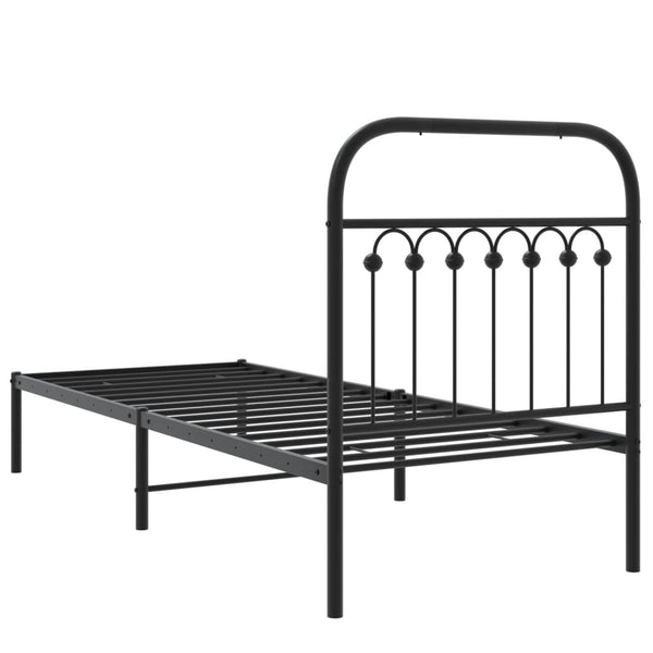 Schwarzes Metallbettgestell mit Kopfteil Sena 75x190cm
