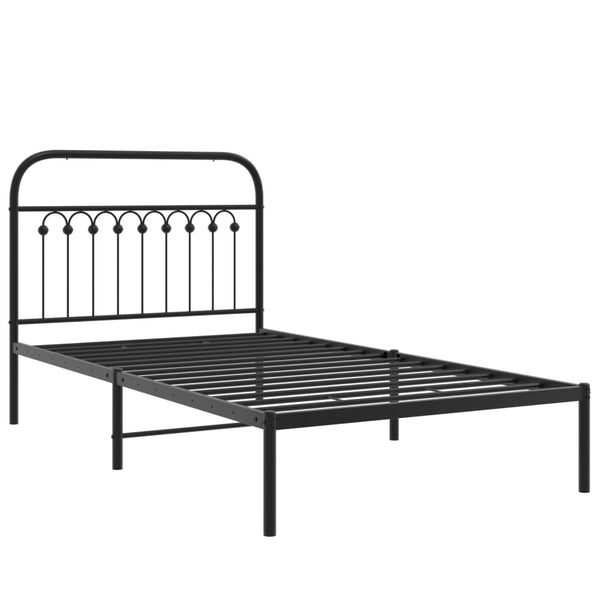 Schwarzes Metallbettgestell mit Kopfteil Sena 100x200cm