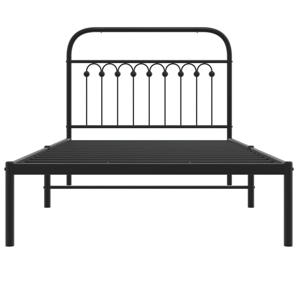Schwarzes Metallbettgestell mit Kopfteil Sena 100x200cm