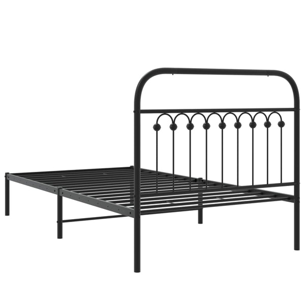 Schwarzes Metallbettgestell mit Kopfteil Sena 100x200cm