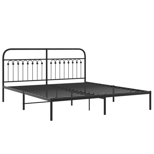 Schwarzes Metallbettgestell mit Kopfteil Sena 183x203cm