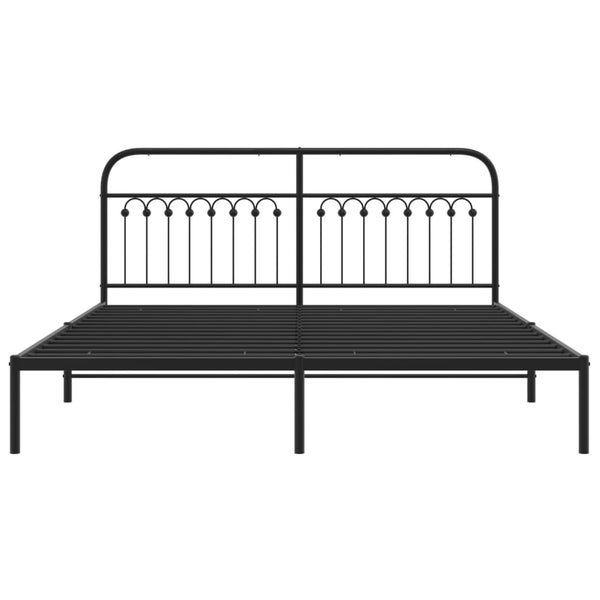 Schwarzes Metallbettgestell mit Kopfteil Sena 183x203cm