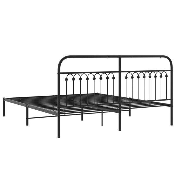 Schwarzes Metallbettgestell mit Kopfteil Sena 183x203cm