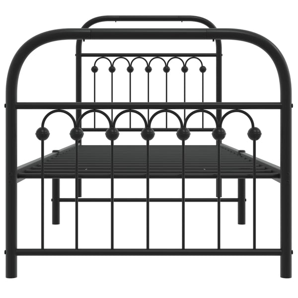 Musta metallinen sängynrunko päädyillä Sena 75x190cm