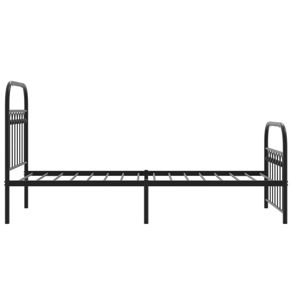 Musta metallinen sängynrunko päädyillä Sena 75x190cm