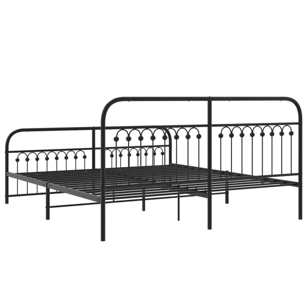 Schwarzes Bettgestell aus Metall mit Kopfteil und Fußteil Sena 183x213cm