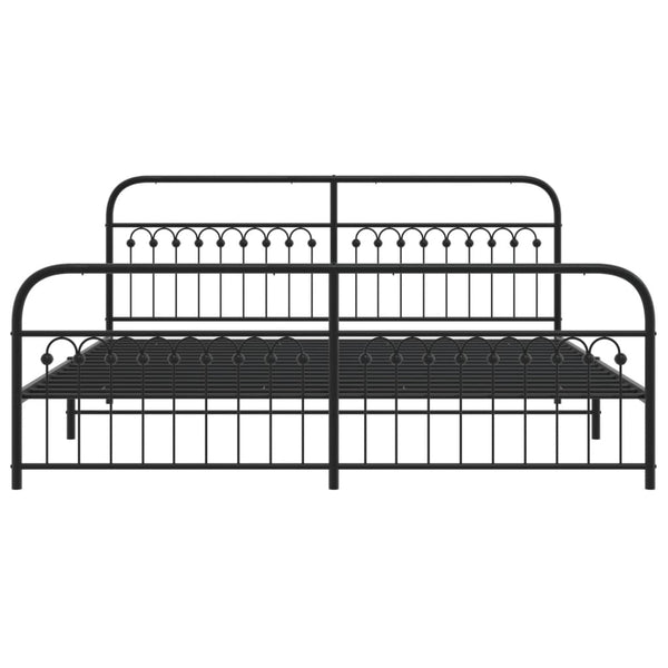 Schwarzes Metallbettgestell mit Kopfteil Sena 193x203cm