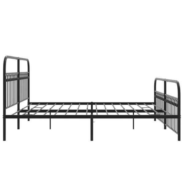 Schwarzes Metallbettgestell mit Kopfteil Sena 193x203cm
