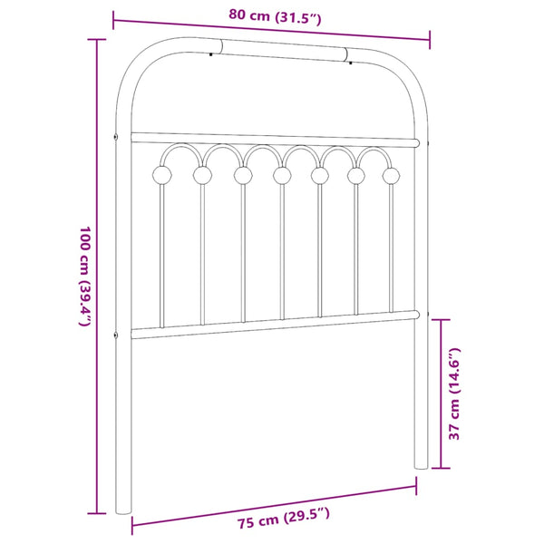 Schwarzes Metallkopfteil Kyriakou 75cm