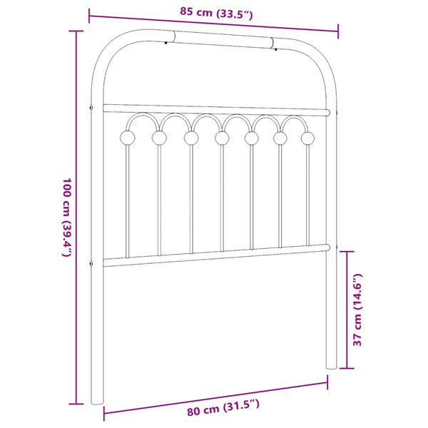 Schwarzes Metallkopfteil Kyriakou 80cm