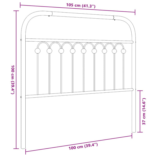 Kopfteil aus schwarzem Metall Kyriakou 100cm