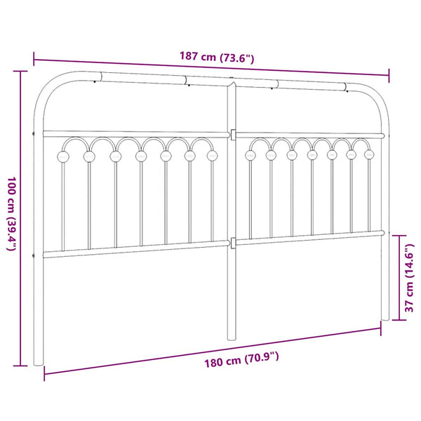 Schwarzes Metallkopfteil Kyriakou 180cm