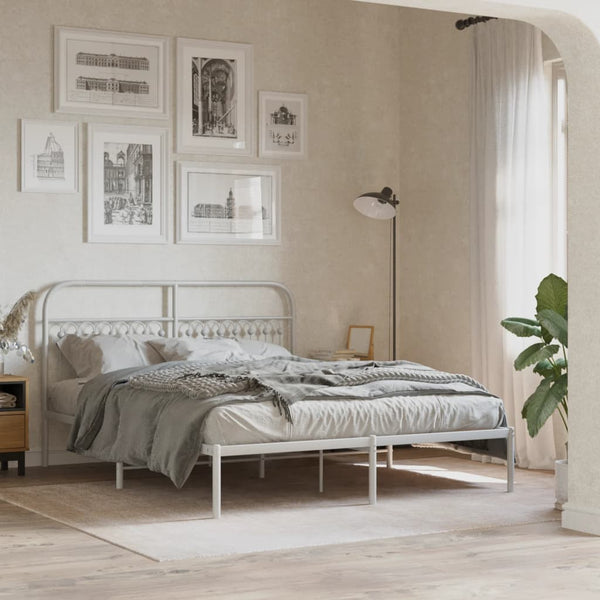 Weißes Bettkopfteil Kyriakou 150cm aus Metall