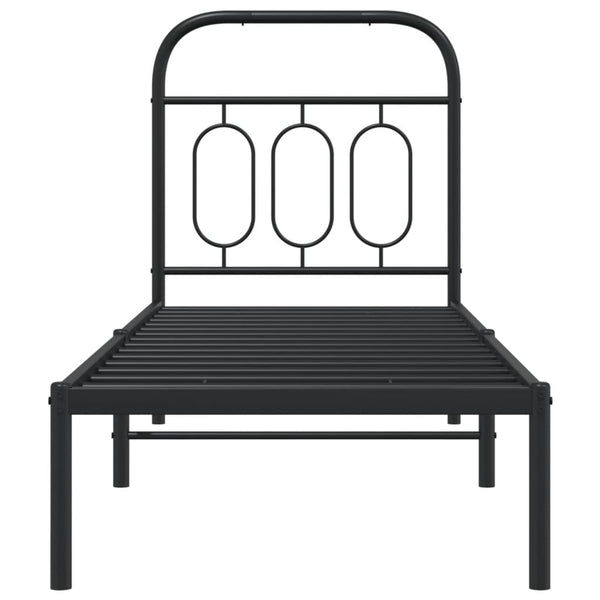 Schwarzes Metallbettgestell mit Kopfteil Atce 75x190cm