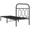 Schwarzes Metallbettgestell mit Kopfteil Atce 75x190cm