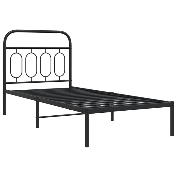 Schwarzes Metallbettgestell mit Kopfteil Atce 80x200cm