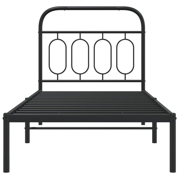 Schwarzes Metallbettgestell mit Kopfteil Atce 80x200cm