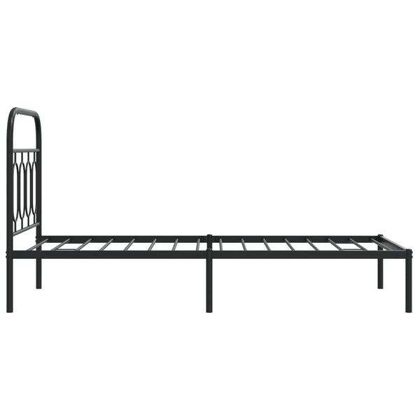 Schwarzes Metallbettgestell mit Kopfteil Atce 80x200cm