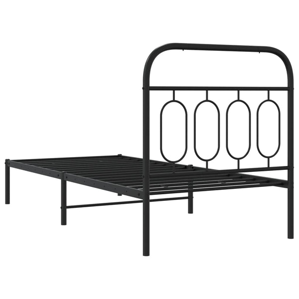 Schwarzes Metallbettgestell mit Kopfteil Atce 80x200cm