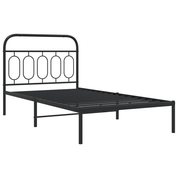 Schwarzes Metallbettgestell mit Kopfteil Atce 100x190cm
